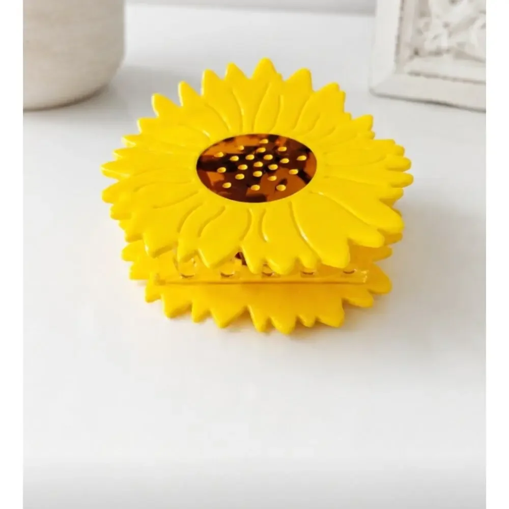 Acetate Yellow Sun Flower Hair Claw Clip New